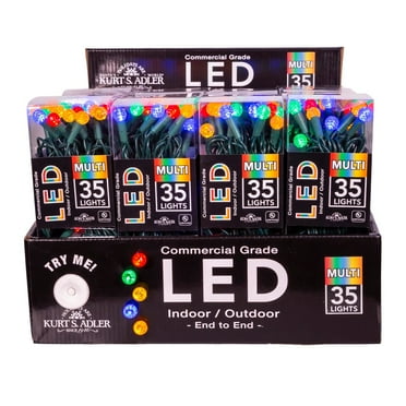 UL 35-Light Multicolored G12 Green Wire LED Light Set