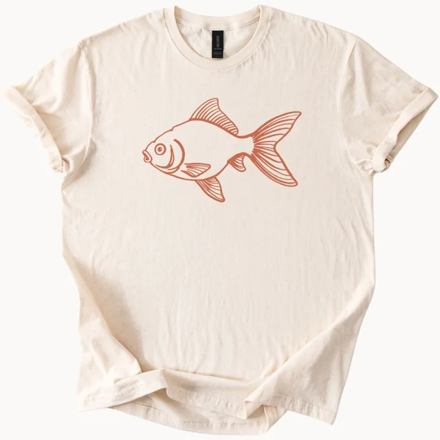 ALVORD T-Shirt Graphique Art Ligne Poisson Rouge Simple Chemise Poisson Minimaliste Vêtements Animaux Marins P-5TG