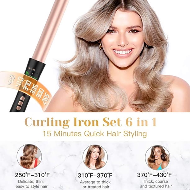 USTAR Curling Iron 6 in 1 Curling Wand Set Instant Heating  display picture 1