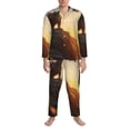 thumbnail image 3 of Honeii Seaside Sunset Cool Dragon Pattern Mens Pajamas Set,2pcs Men's Lounge Long Sleeve Sleep Shirt and Pajama Bottoms Sleepwear Set,Mens Pjs Sets-XX-Large, 3 of 7