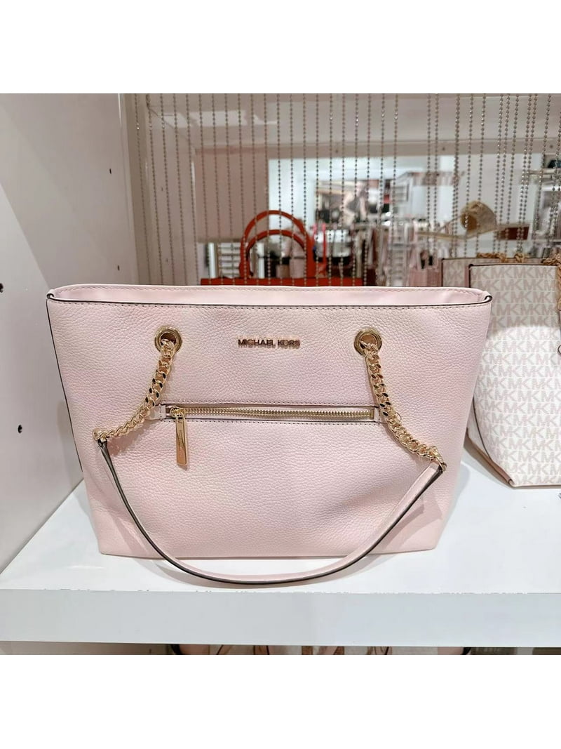 Michael Kors Jet Set Medium Powder Blush Leather Front Zip
