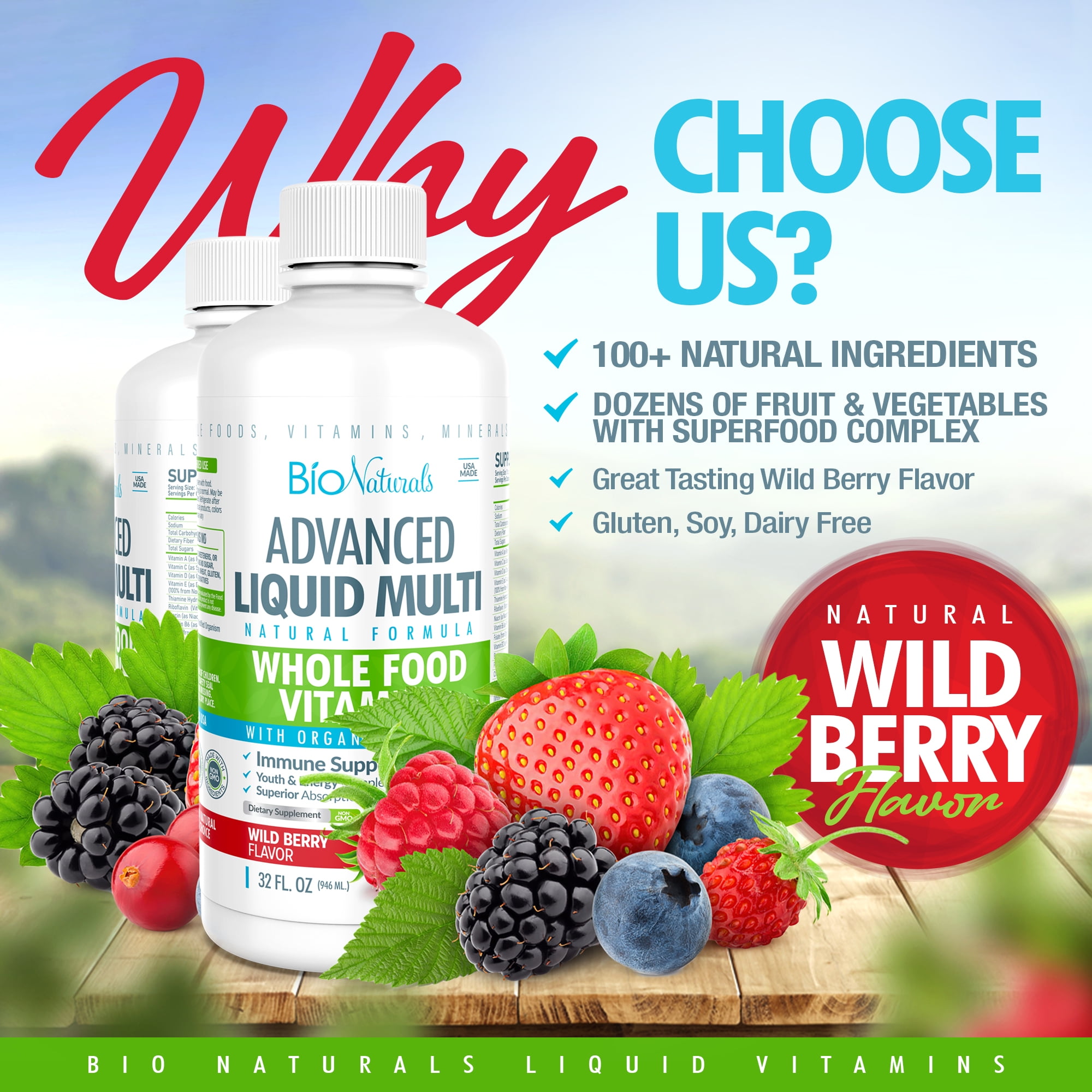 Bio Naturals Liquid Multivitamin for Men & Women with Over 100 Ingredients
