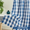 thumbnail image 2 of Flowpartex 2 Pieces Buffalo Check Semi Sheer Curtain Panels Blue and White Plaid Textured Curtains Drapery, 40"Wx95"L Farmhouse Grommet Top Window Drapes for Living Room Bedroom, 2 of 6