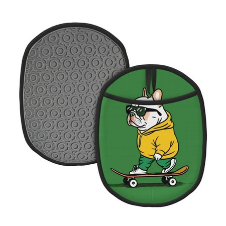 

Naloa Cool Skateboarding Bulldog Silicone Pot Holders Oven Mitts Heat Resistant Hot Pads Non Slip Pot Holder for Kitchen Baking and Cooking 9.4 x 7.5 Inches