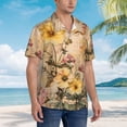 thumbnail image 2 of Lsque Vintage Floral Butterfly Collage pattern Hawaiian Shirt for Men, Unisex Summer Beach Casual Short Sleeve Button Down Shirts-Large, 2 of 9