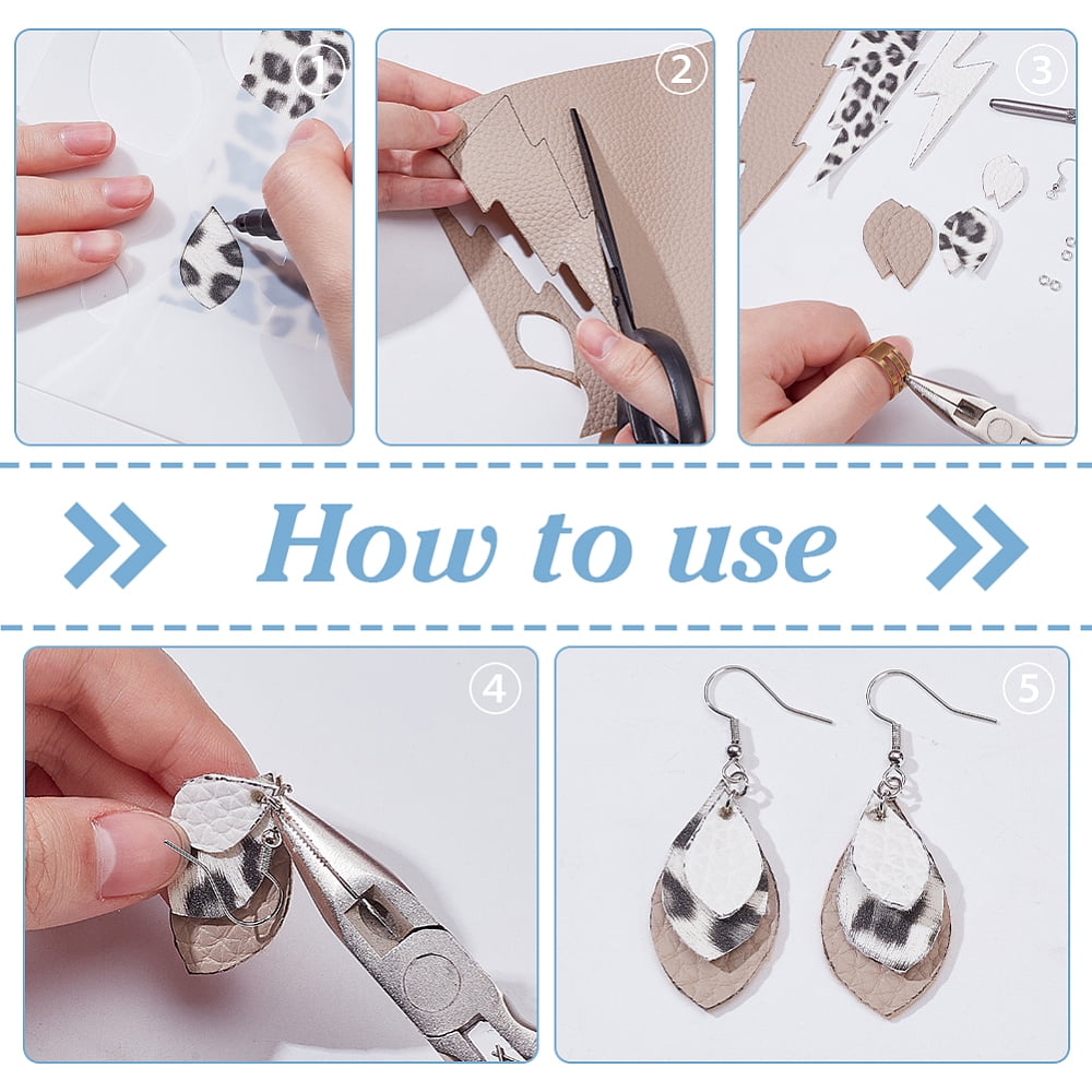 1 Set DIY PVC Leather Earring Making Kit Mixed Color 4~210x4~250x0.8~1mm