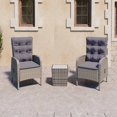 thumbnail image 1 of vidaXL 3 Piece Garden Bistro Set Poly Rattan and Glass Grey, 1 of 5