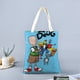 thumbnail image 2 of Doug Bolso de tela con estampado de lienzo para mujer, bolsa de compras reutilizable y estética, con cremallera interior, regalo para mujer, 35 × 40 cm., 2 of 6