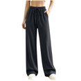 thumbnail image 2 of Kttectoa Pants for Women Wide Leg Drawsting Waist Loose Corduroy Pants Solid Fill Length with Pockets Casual Lounge Fall Winter, 2 of 5