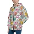 thumbnail image 2 of Kdxio Skull and Flowers Pattern Kids Boys Girls Zip Up Hoodie 3D Printed Hooded Sweatshirt Hoody Coat with Pocket 7-12 Y-Small, 2 of 6