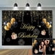 thumbnail image 1 of Glitter Gold Happy Birthday Backdrop Black Gold Balloons Birthday Background for Lady Theme Birthday Party Birthday Prom Party Background Banner Cake, 1 of 4