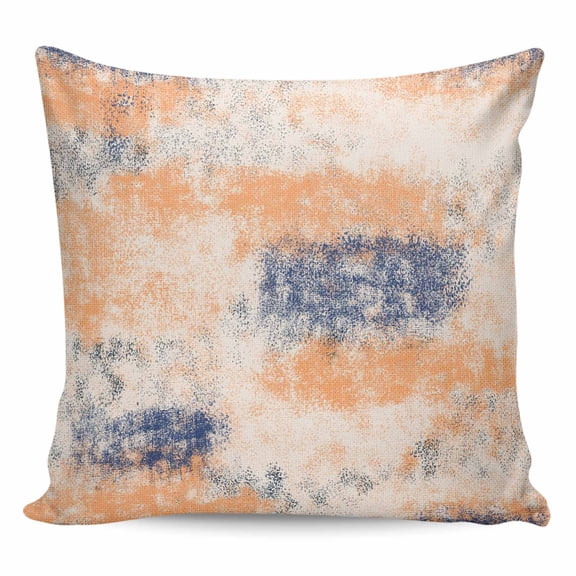 Throw Pillow Covers 24x24 Inch, Orange Blue Decorative Pillow Cases for Couch Sofa Bed, Minimalist Smear Abstract Art Painting Cotton Linen Square Home Decor Pillowcases with Hidden Zipper