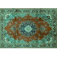 thumbnail image 1 of Ahgly Company Machine Washable Indoor Rectangle Medallion Turquoise Blue Traditional Area Rugs, 2' x 3', 1 of 4