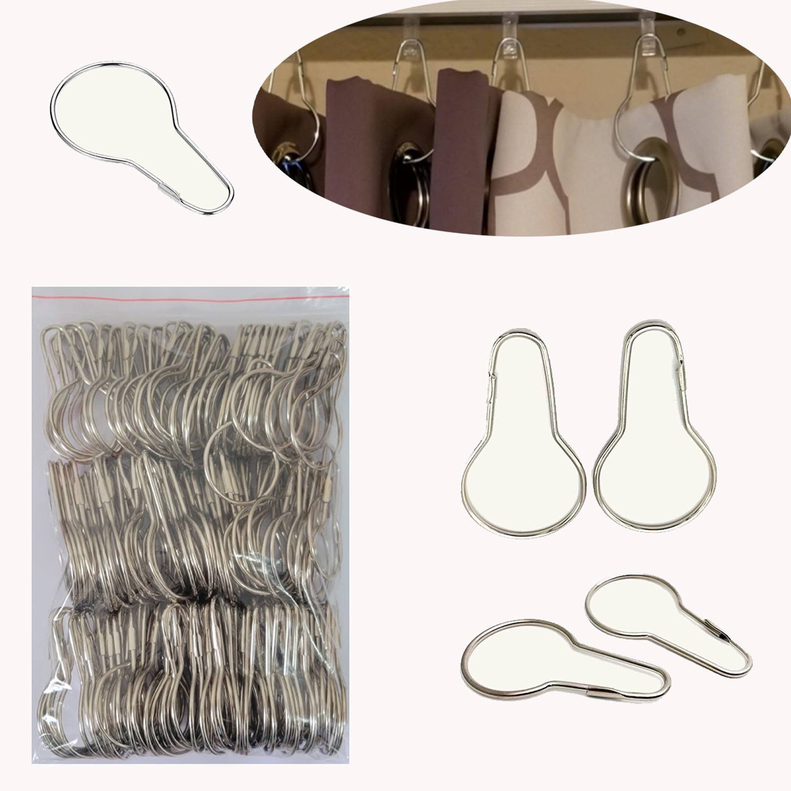 HYCSC Shower Curtain Rings Hooks, RustResistant Metal Shower Curtain