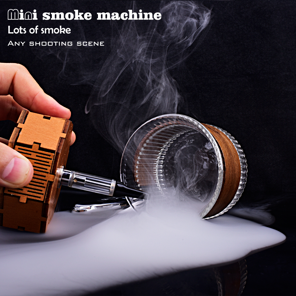 Wooden Smoke Machine Handmade Rechargeable Remote Control Mini Fog Machine Suitable for Photography Role Playing Smoke Machine Commercial Photography Outdoor Activities Party