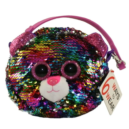 Leopard Print Hobo Bag - TY Fashion Flippy Sequin Purse - DOTTY the Leopard (8 inch)
