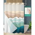 thumbnail image 6 of No Hook Shower Curtains, Teal Blue Ombre Stripe Long Bathtub Curtains with Snap in Liner, Abstract Summer Beach Coastal Waterproof Washable Fabric Bathroom Shower Curtain Sets, 72" x 84", 6 of 7