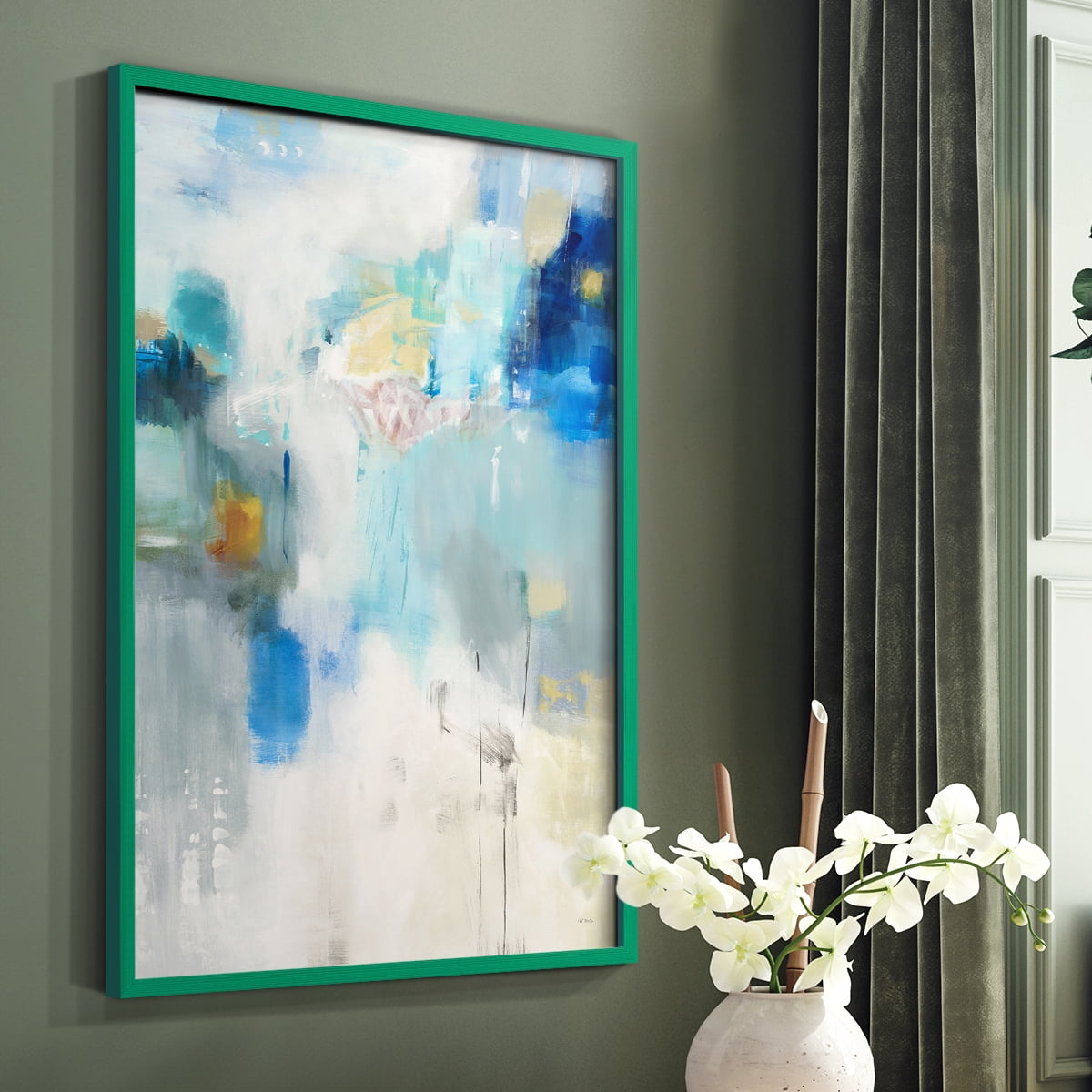 Celeste Motion I Framed Print in Green Solid Wood Framed Print No Nail Hanging