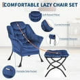 thumbnail image 5 of Garvee Lazy Chair with Ottoman, Large Lounge Accent Chair, Comfy Armchair with Folding Footrest,Reading Armchair with Side Pocket for Living Room, Bedroom, Dorm & Office, 5 of 8