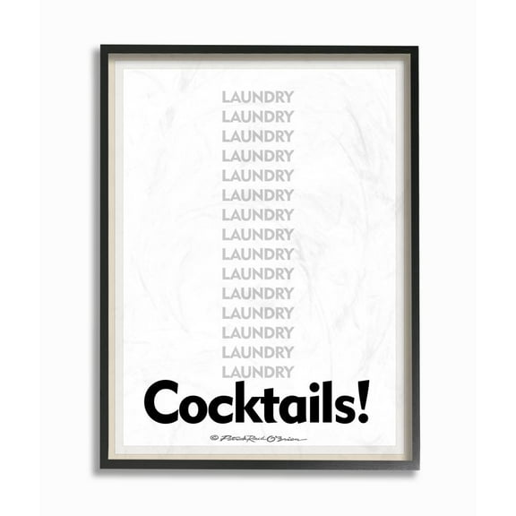Stupell Industries Laundry And Cocktails Funny Word Design Graphic Art Black Framed Art Print Wall Art, 24x30, by Patrick Reid O'Brien