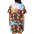 thumbnail image 3 of Picia Trip to London Pajamas Sets for Women Soft Short-Sleeved Pjs with Lounge Shorts Two Piece Sleepwear-Medium, 3 of 9