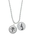 thumbnail image 1 of Delight Jewelry Silvertone Domed Black CRNA Silvertone Script Initial Disc - J - Charm Necklace, 20"+3", 1 of 4