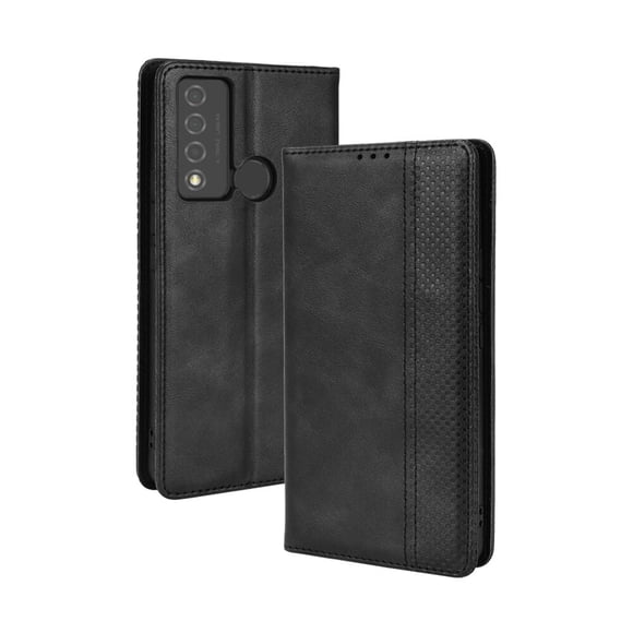 Compatible avec TCL 20 XE Étui Fermeture Magnétique Motif Vintage Étui Portefeuille en Cuir PU avec Fentes pour Cartes-Noir