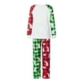 thumbnail image 6 of Qiylii Parent-Child Christmas Family Pajamas Matching Set, Long Sleeve Tree Letters Print T-shirt with Plaid Pants Sleepwear Loungewear for Holiday Pjs Nightwear, 6 of 10