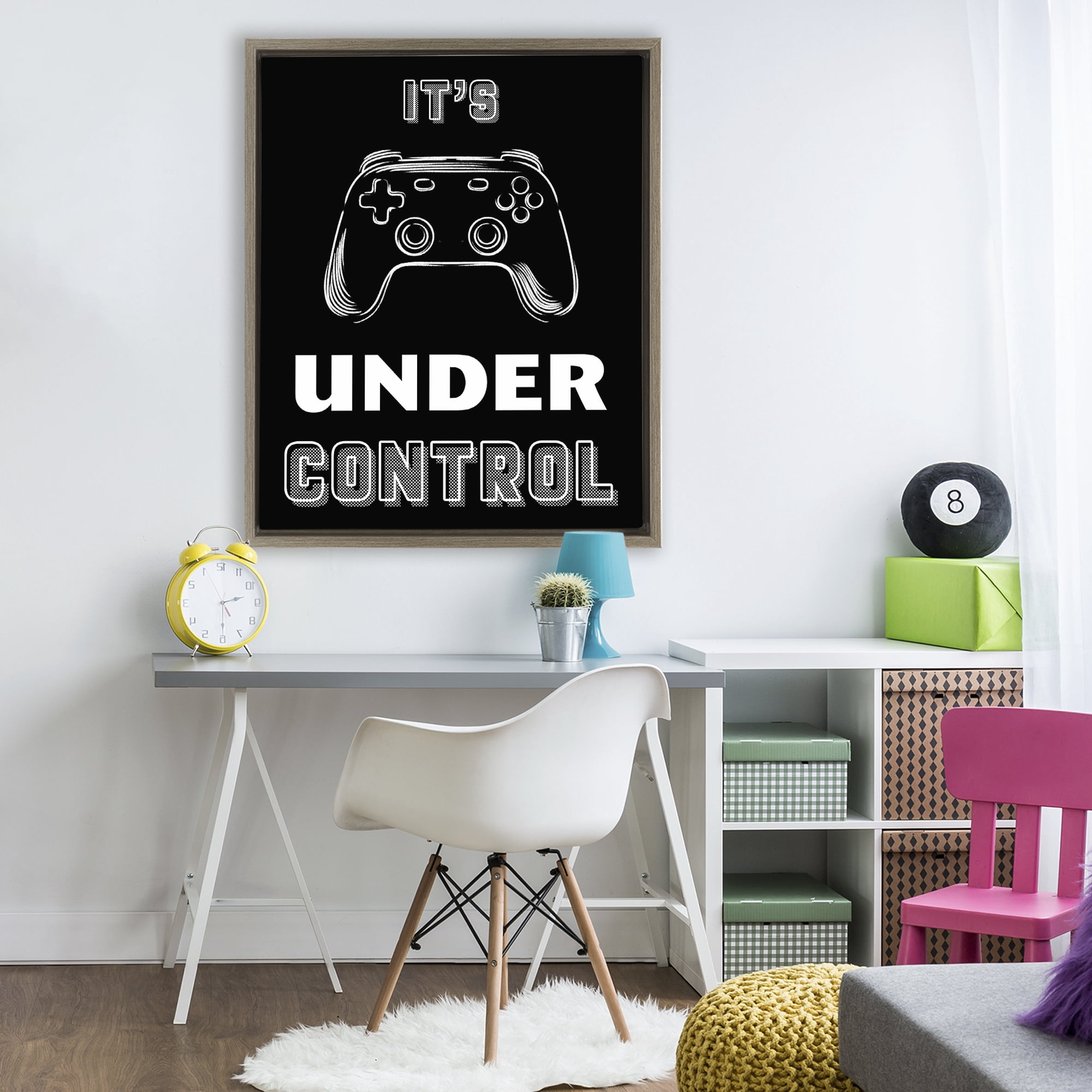 Stupell Industries Under Control Gamer Brown Framed Floater Canvas Wall Art, design by Marcus Prime