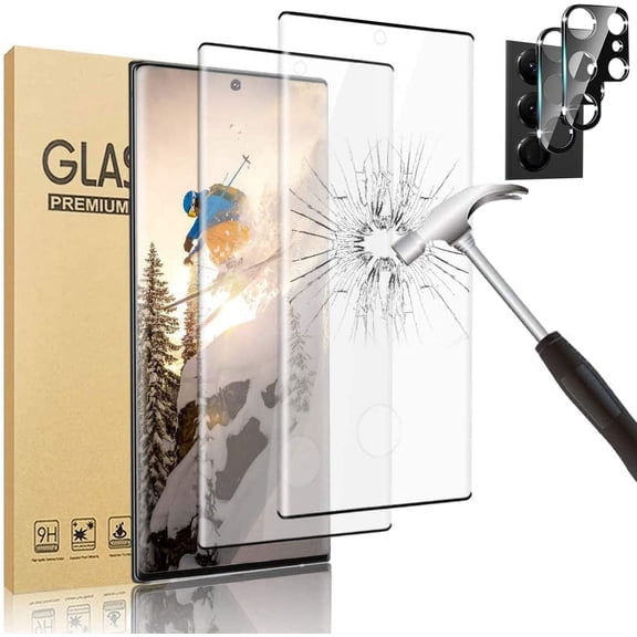 [2 2 Pack ] Galaxy S23 Ultra Screen Protector with Camera Lens Protector, 9H Hardness, Support Fingerprint, 3D Curved Tempered Glass Film for Samsung Galaxy S23 Ultra 5G 6.8 Inch