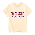thumbnail image 3 of Chemisier à Manches Courtes à Col Rond Imprimé Drapeau Britannique pour Enfants, Tissu en Polyester, Tenue Décontractée pour l'École, Coupe Douce et Confortable, Haut Estival et Printanier Respirant, Lavable à la Machine, 3 of 5