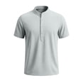 thumbnail image 4 of Eltusu Men's Casual Polo Shirts, Summer Cotton Button Stand-up Collar Shirts with Short Sleeve Light Blue Size 3XL, 4 of 6
