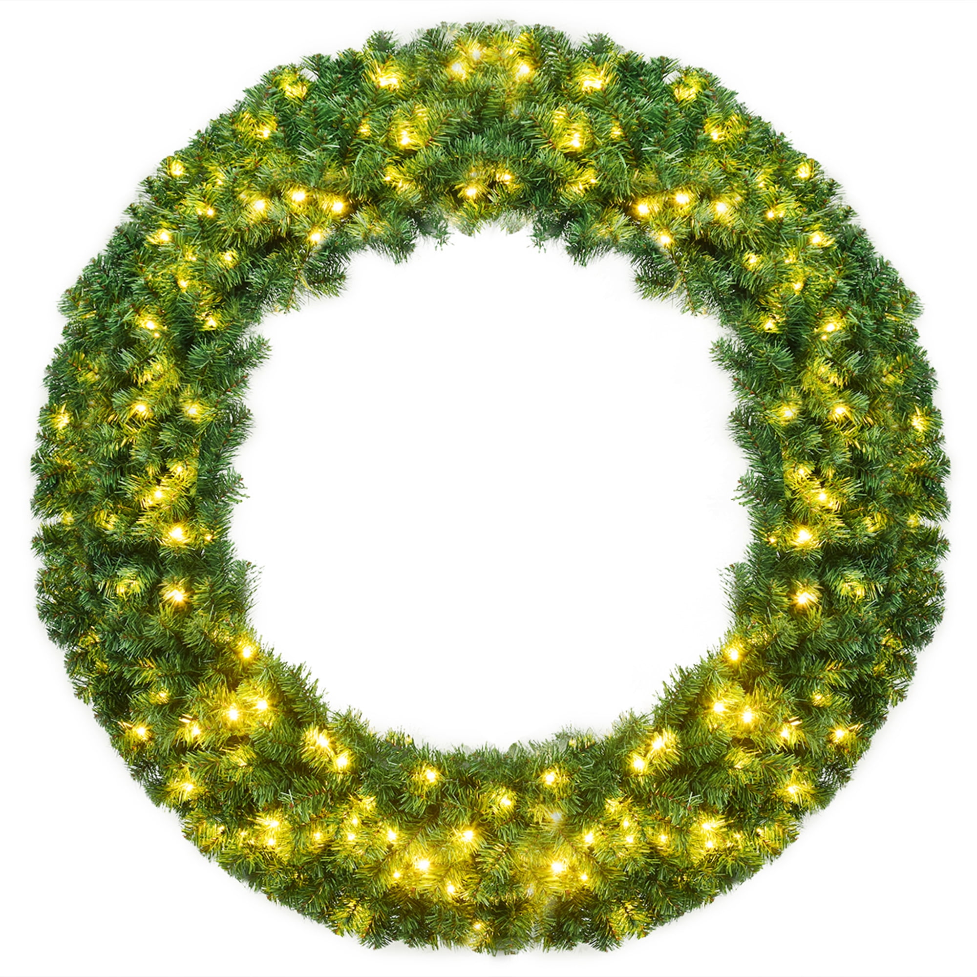 Gymax 48'' Pre-Lit Artificial Christmas Wreath Holiday Decoration w/ LED Lights