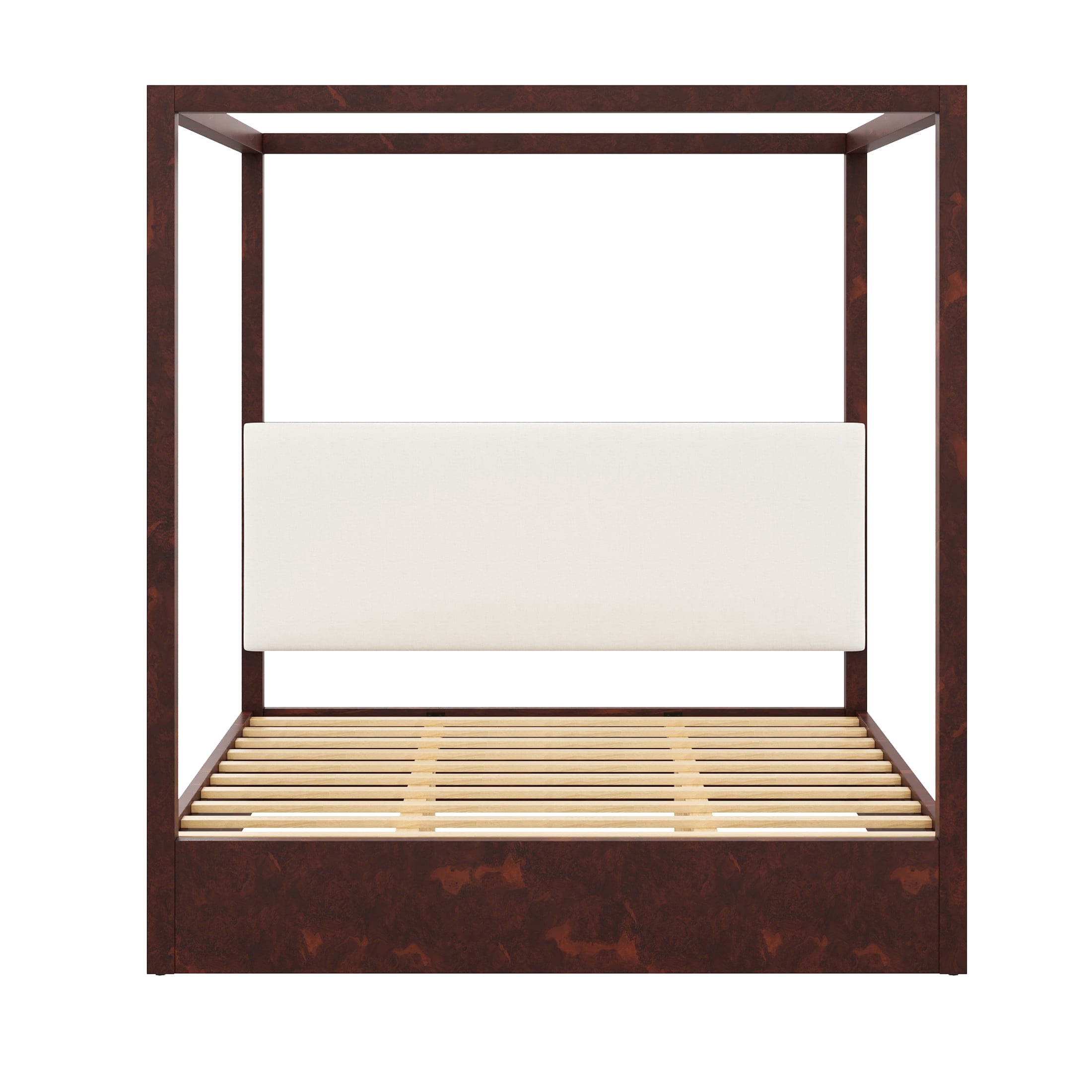 Christopher Knight Home King Canopy Platform Bed, Upholstered Headboard, Solid Wood Frame, Espresso