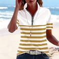 thumbnail image 2 of Kezqiaxn Womens Plus Size Tops Striped Short Sleeve Collared Work Shirts with Zipper Business Dressy Work Blouses, 2 of 5