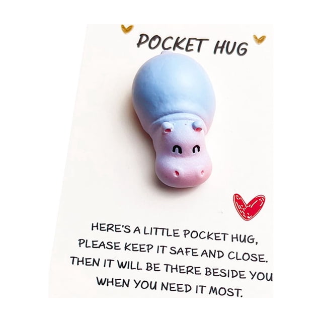 Birdeem Smiling Hippo Pocket Card, Mini Greeting Card for Kindness, Small Gift Idea for Friends, Cute Note Card for Wallet or Purse, Inspiring Mail for Coworkers, Write a Message,Thinking of You Gift