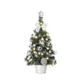 thumbnail image 2 of EclipseJewels 16 Inch Pre-Lit Potted Christmas Tree with LED Lights and Decorations, Mini Tabletop Xmas Tree for Office Desk Home Holiday Festive Decor,Silver, 2 of 5