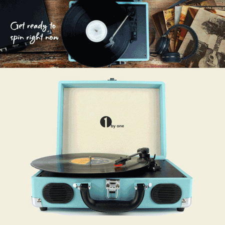 1byone Belt-Drive 3-Speed Stereo Turntable Retro Record Player with Built in Speakers, Supports Vinyl to MP3 Recording, USB MP3 Playback, and RCA Output, Natural (Best Vinyl Player Speakers)