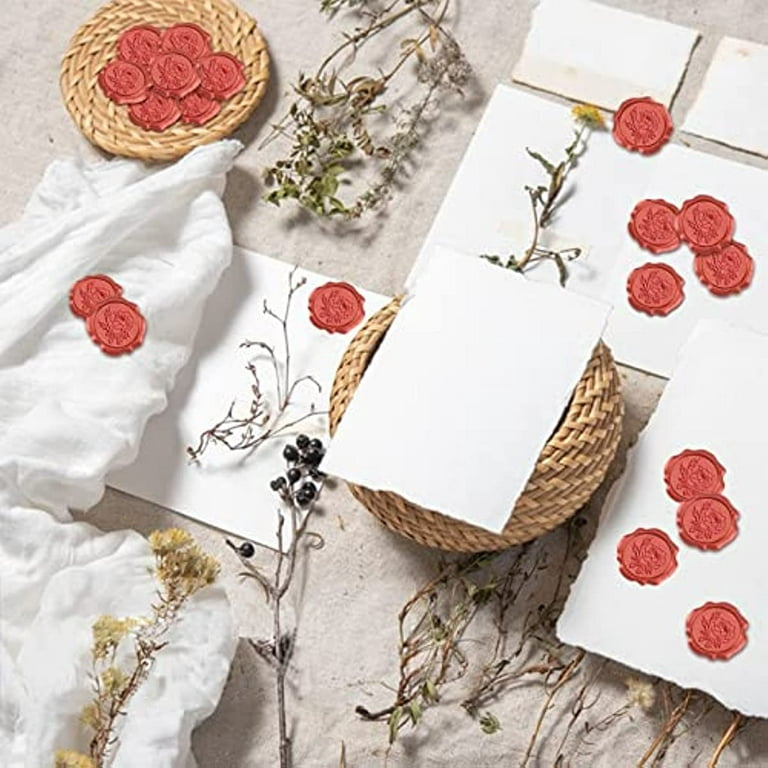 CRASPIRE 50pcs Red Wax Seal Stickers Peony Self Adhesive Wax Seal Stamp  Stickers Flower Envelope Wax Stickers for Wedding Invitation Scrapbook DIY