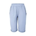 thumbnail image 5 of iHPH7 Linen Clothing, Womens Shorts Casual, Linen Shorts for Women, Bermuda Shorts for Women, Below the Knee Shorts for Women, Light Blue 3XL, 5 of 9