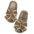 thumbnail image 6 of Amidoa Furry Women Slippers Cute Outdoor Brown Bow Cozy Home Open Toe Slippers Slides for Women 38, 6 of 9