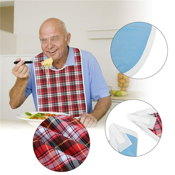 3Colors Waterproof Adult Elder Mealtime Bib Washable Dinning Aid Clothes Protector, Elder Bib, Adult Bib