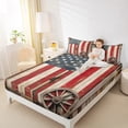 thumbnail image 4 of Homewish Retro US Flag Queen Sheet Sets for Child, Rustic Farmhouse Flat Sheet, Countryside Theme Queen Fitted Sheet, Super Cozy Room Decor, 4-Piece, 4 of 7