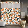 thumbnail image 3 of Oranges Fruit No Hook Shower Curtain with Snap in Liner Green Leaf White Flowers Vintage Farm Plant Waterproof Bathroom Shower Curtain with See Through Top Window for Bathtub 72" x 78", 3 of 9