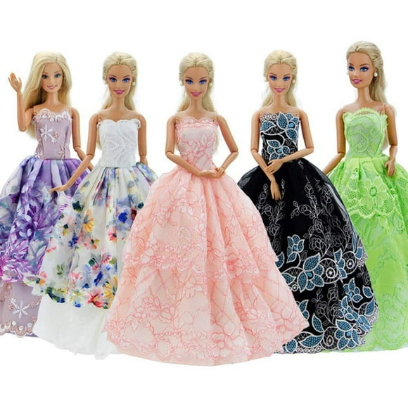 Título producto: GIETIOS 5Pcs Ropa Mano p/Muñecas Barbie Vestido Boda Fiesta Gala 11.5" Estilo Aleatorio