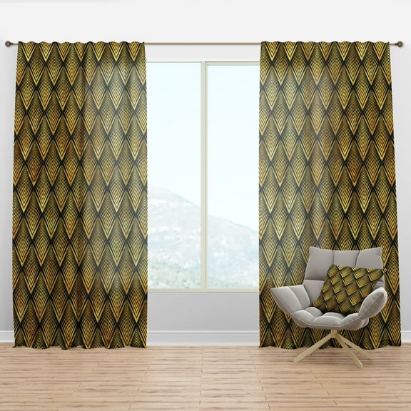 Designart 'Deco Art Seal pattern' Mid-Century Modern Curtain Panel