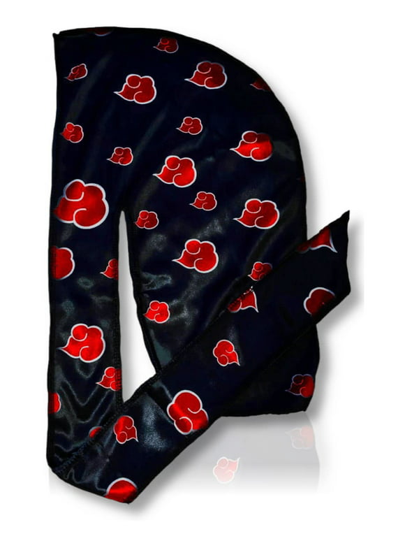 FOR KINGS. BY KINGS CROWN LMTD SUPPLY Design Durag Long Tail Silky Satin Doo Rag with Breathable and Stylish Wave Cap Design (Black Red)