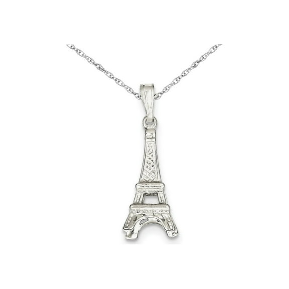 Gem & Harmony Eiffel Tower Charm Pendant Necklace in Sterling Silver with Chain for Women