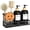 Black Tray+black Bottle+labels, variant on Kitchen Dish Soap Dispenser Set, 16OZ Glass Bottle, Hand and Dish Soap Dispenser Set, Instant Dry Tray, Brush Holder with Smiley Face Sponge Holder (White Tray+Black&White Bottle)