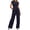 Dark blue, variant on EASYBRAUS Womens Wide Leg Tracksuit Set High Waist Casual Lounge XS XXL